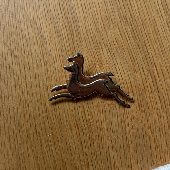 Catbird Jewelry - Vintage Gold Toned Running Greyhound Brooch